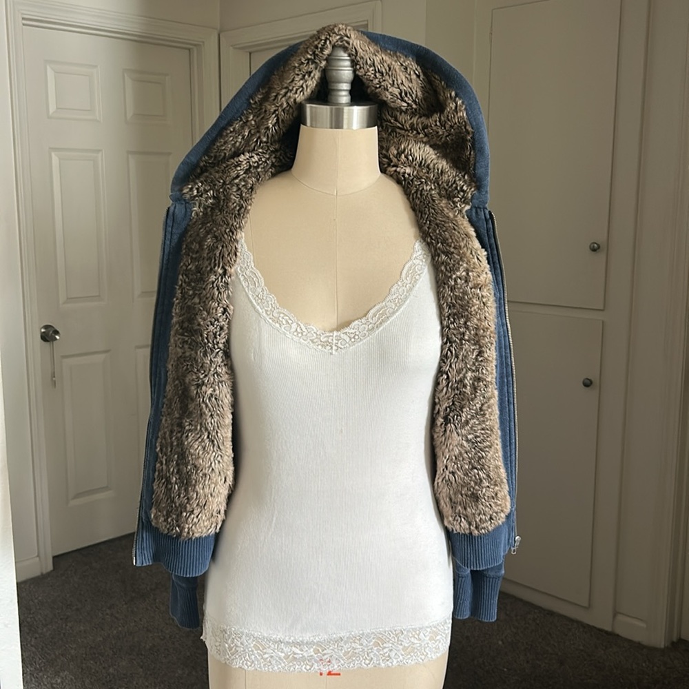 PINK bling fur lined zip up hoodie